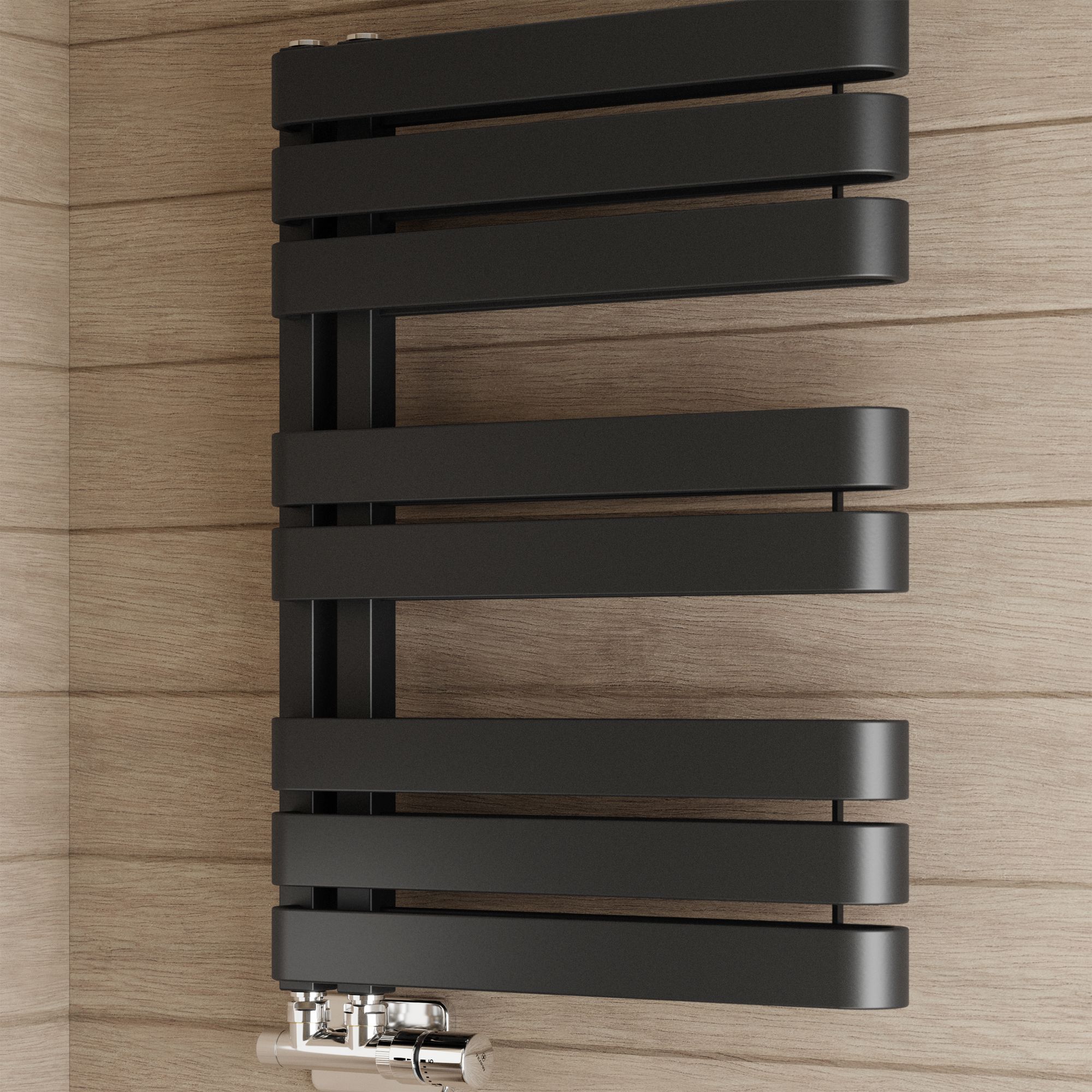 Terma Warp S Black Electric & gas Flat Towel warmer (W)500mm x (H)655mm
