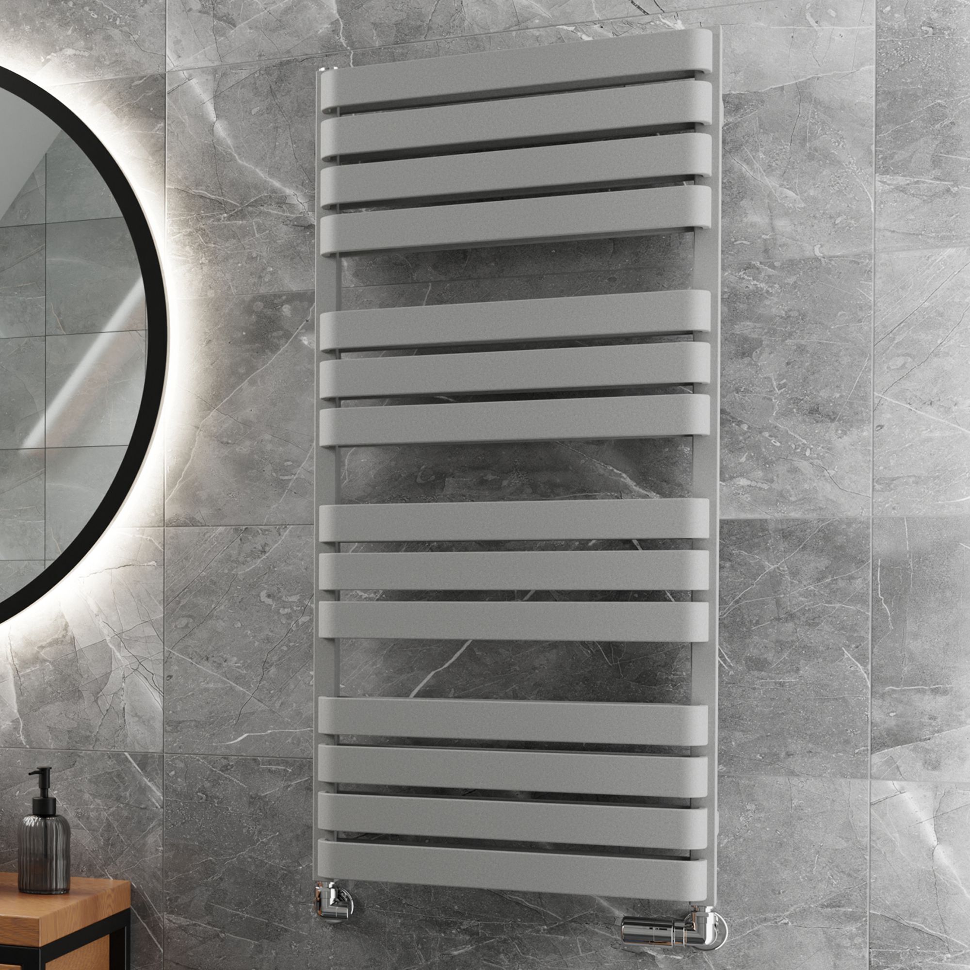 Terma Warp T Bold Grey Electric & gas Flat Towel warmer (W)500mm x (H)1110mm