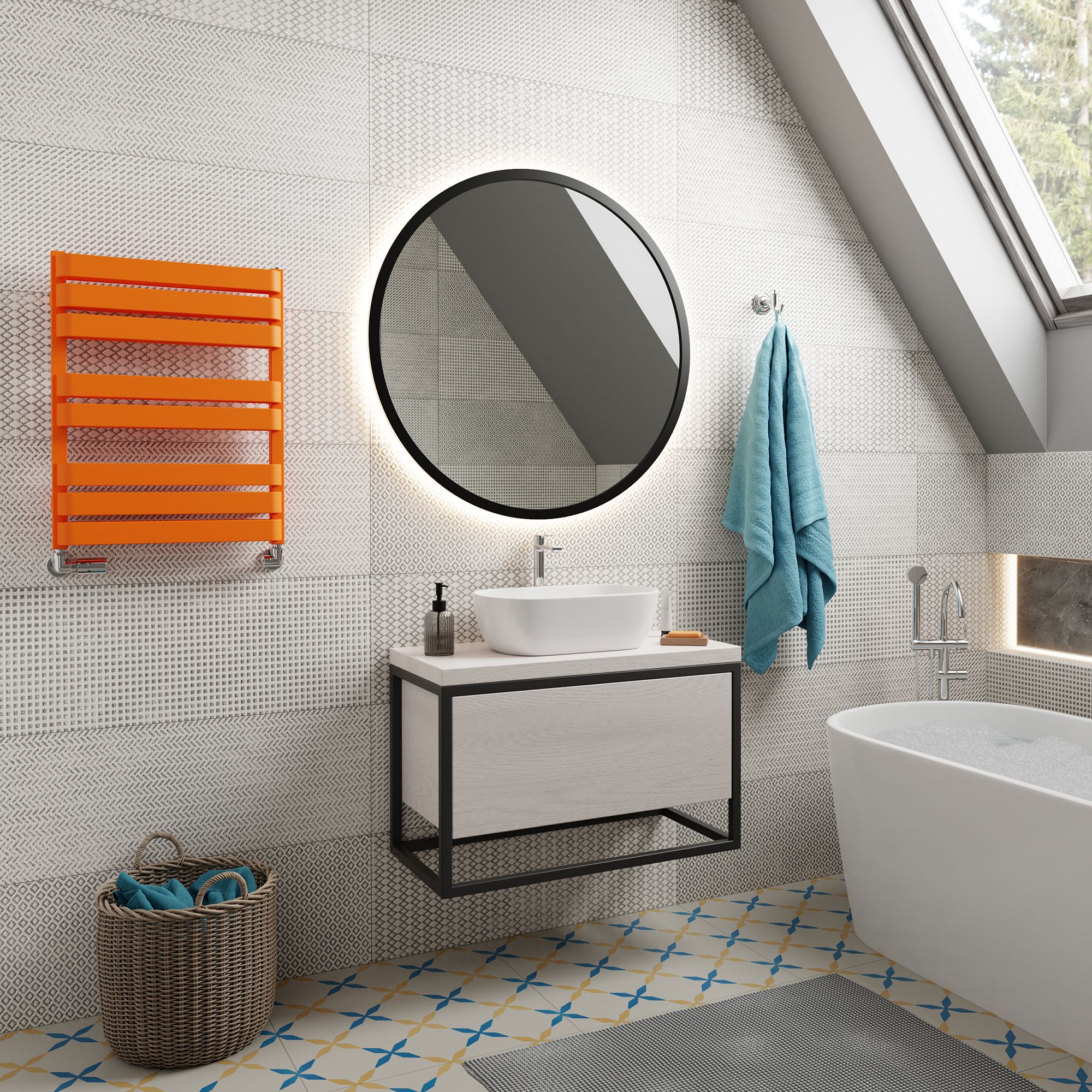 Terma Warp T Bold Orange Gas Flat Towel warmer (W)500mm x (H)655mm