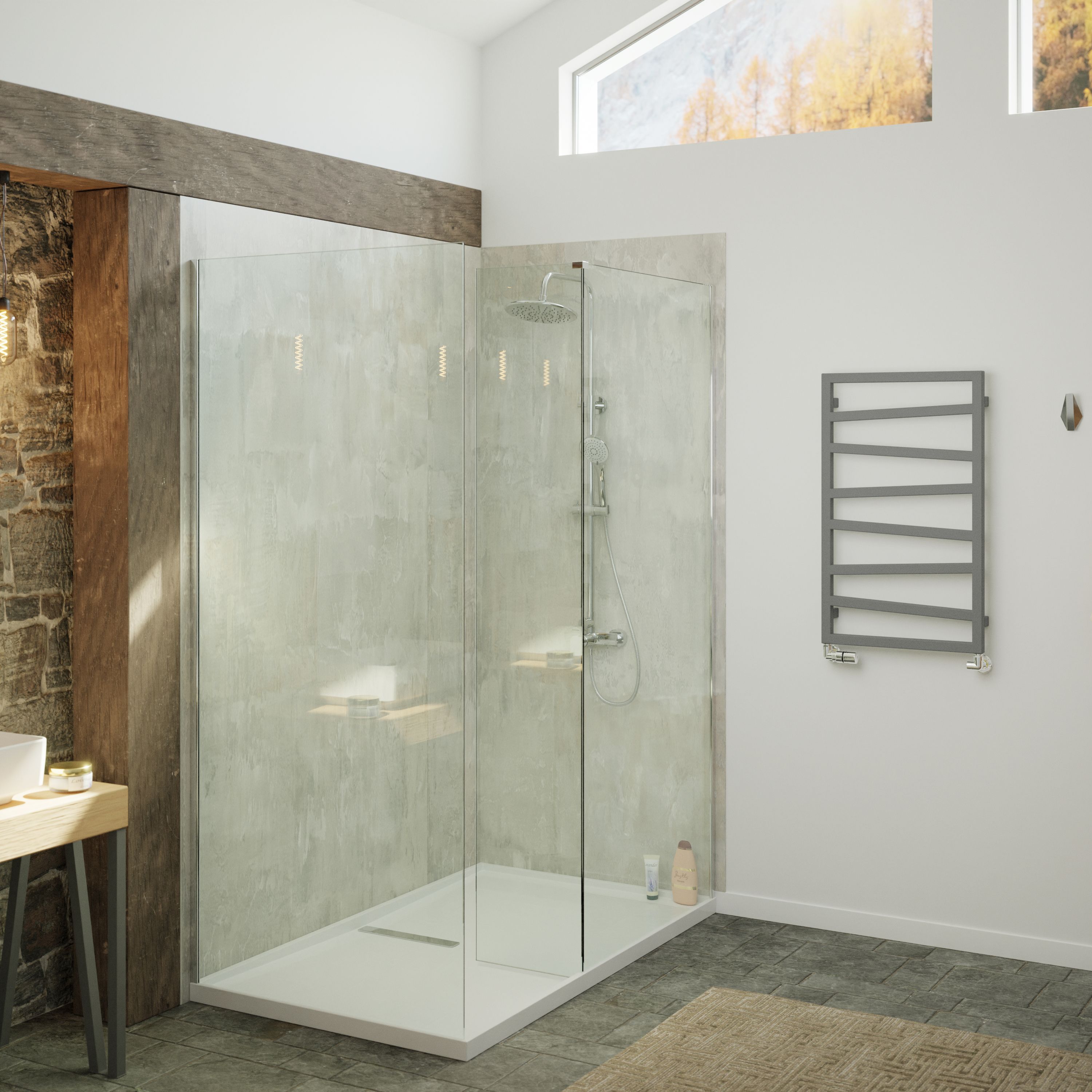 Terma Zig-Zag Grey Electric & gas Flat Towel warmer (W)500mm x (H)835mm