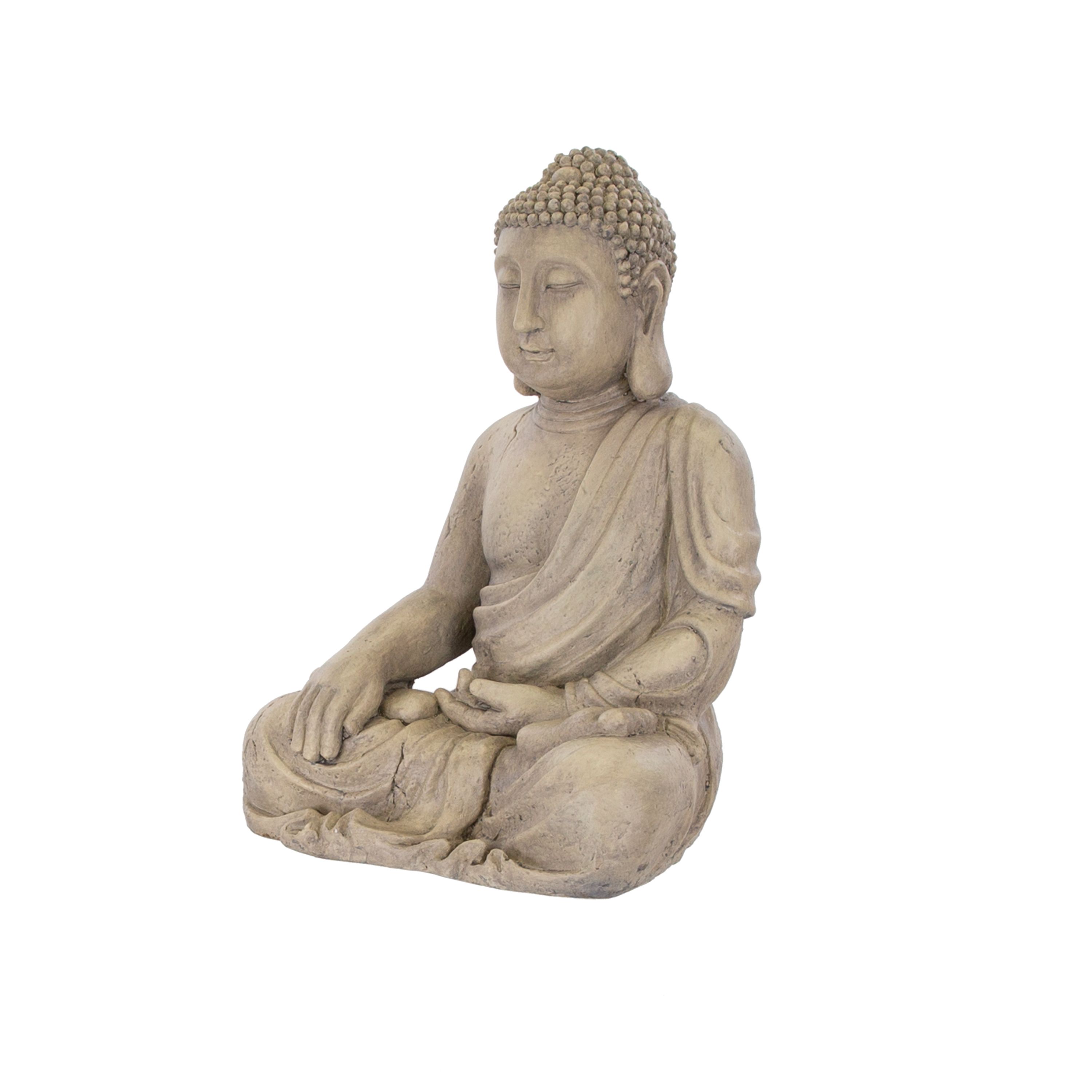 Garden Ornament Sitting Buddha Bronze Stone Zen Effect Outdoor Indoor Statue
