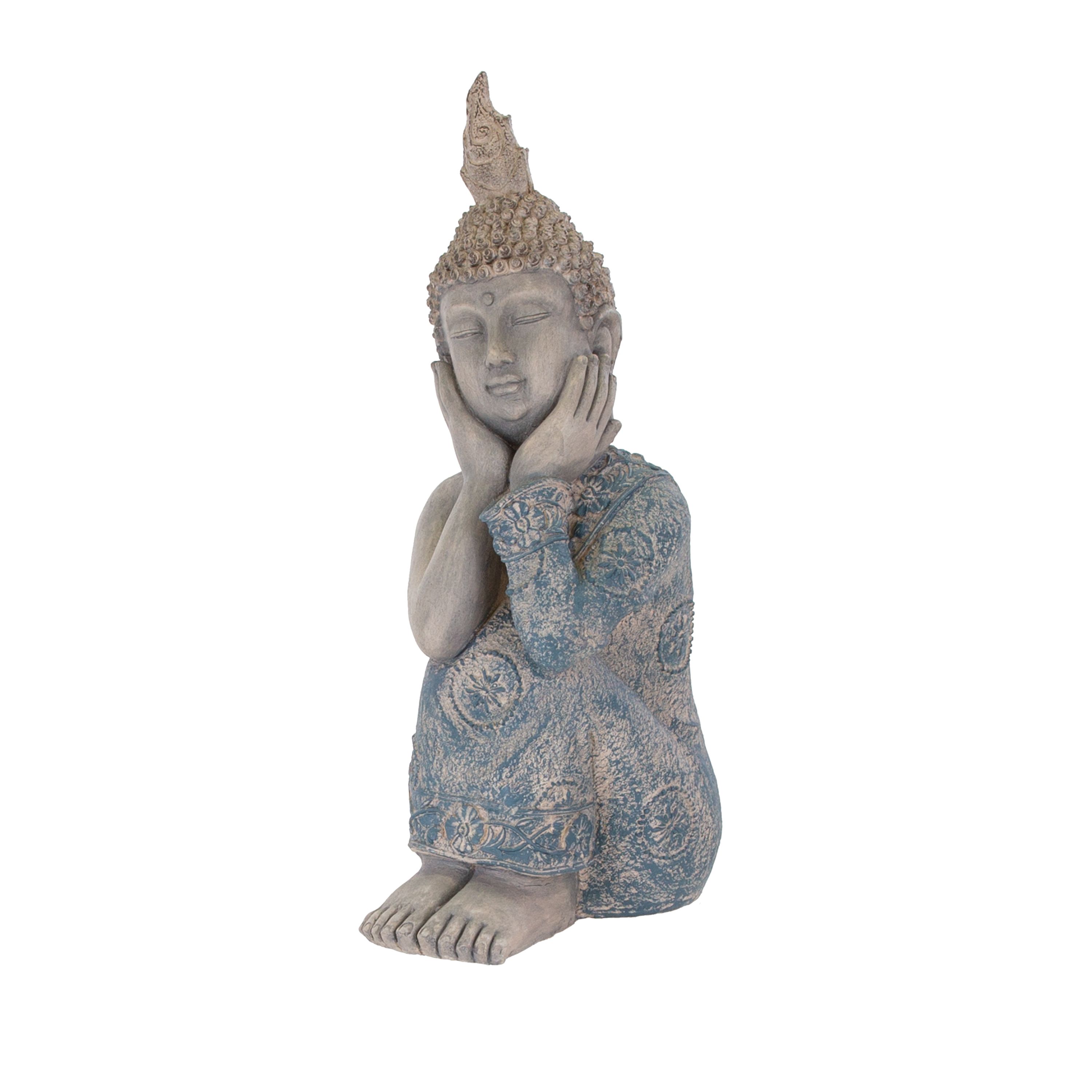 Terrastyle Grey & Blue Buddha Garden ornament (H)61cm DIY at B&Q