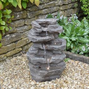 Terrastyle Mains-powered Rock Water feature with LED lights (H)2.6cm