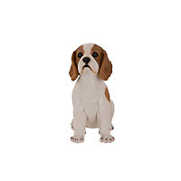 Terrastyle White, Brown Resin Spaniel puppy Garden ornament (H)37.8cm