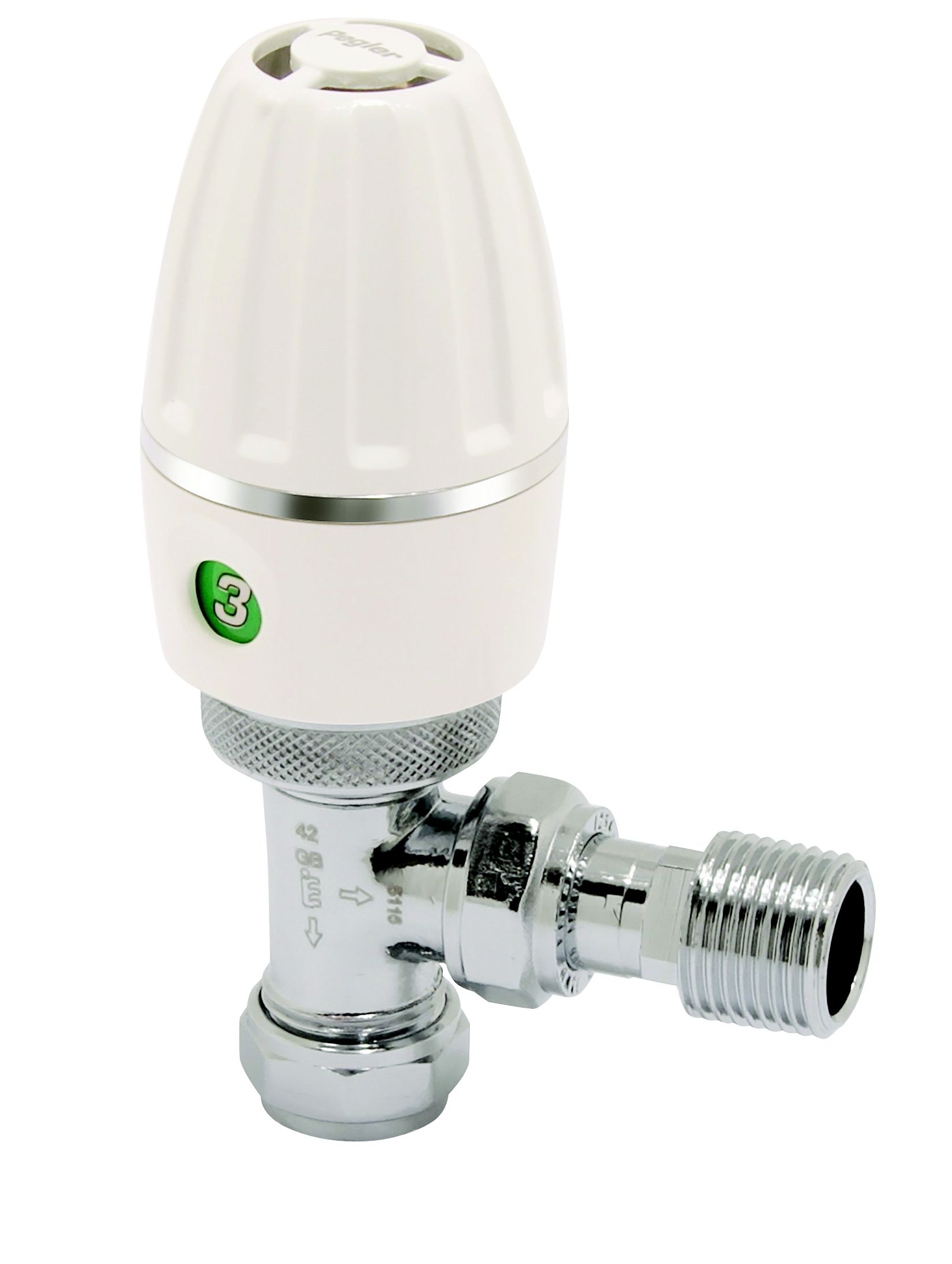 Terrier 3 White Thermostatic Radiator valve