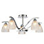 Tetbury Brushed Glass & metal Chrome effect 5 Lamp LED Ceiling light