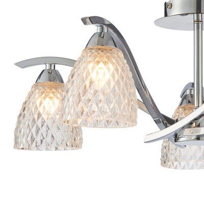 Tetbury Brushed Glass & metal Chrome effect 5 Lamp LED Ceiling light