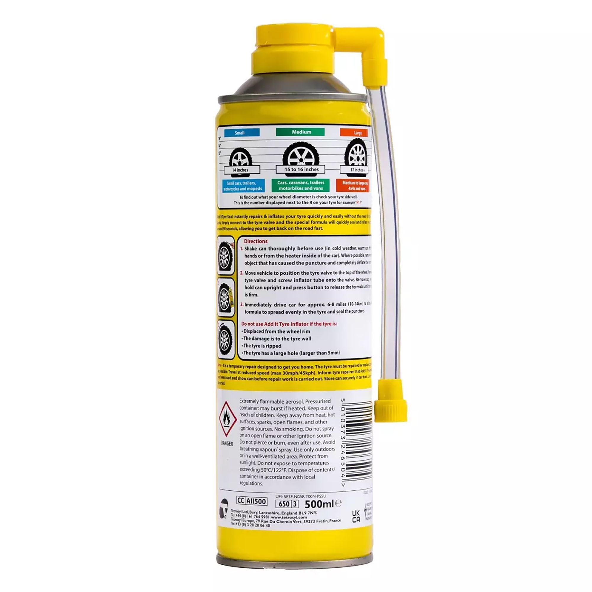 Tetrosyl Tyre inflator, 500ml Can