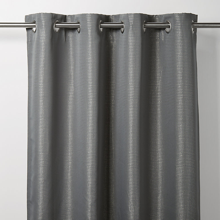 Thanja Grey Spotted Blackout Eyelet, Charcoal And White Curtains