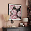 The Art Group Peonies Pink, white, black Canvas art (H)8cm x (W)8cm