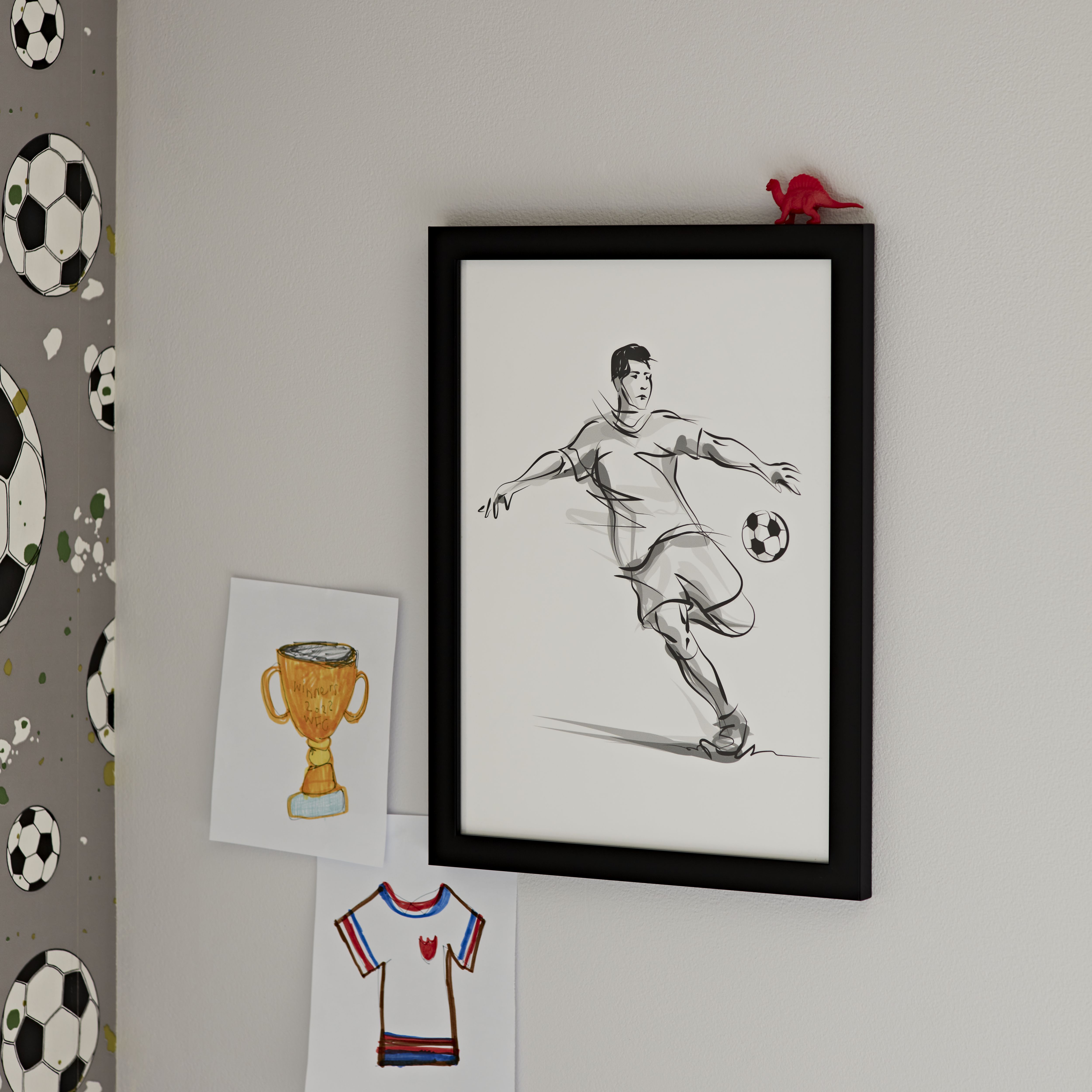 The Art Group Playing football Multicolour Framed print (H)40cm x (W)30cm