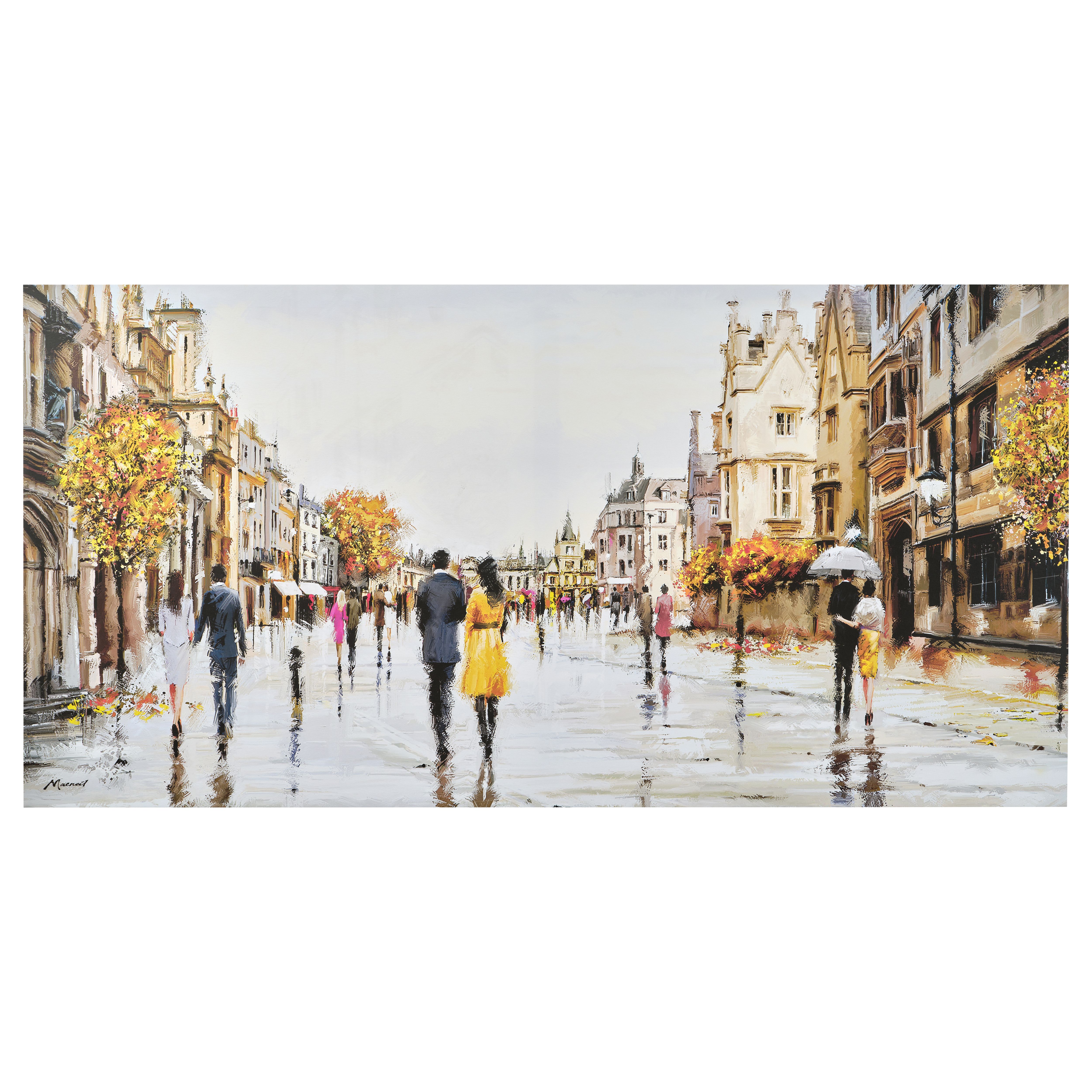 The Art Group Street after rain Yellow white black Canvas art H