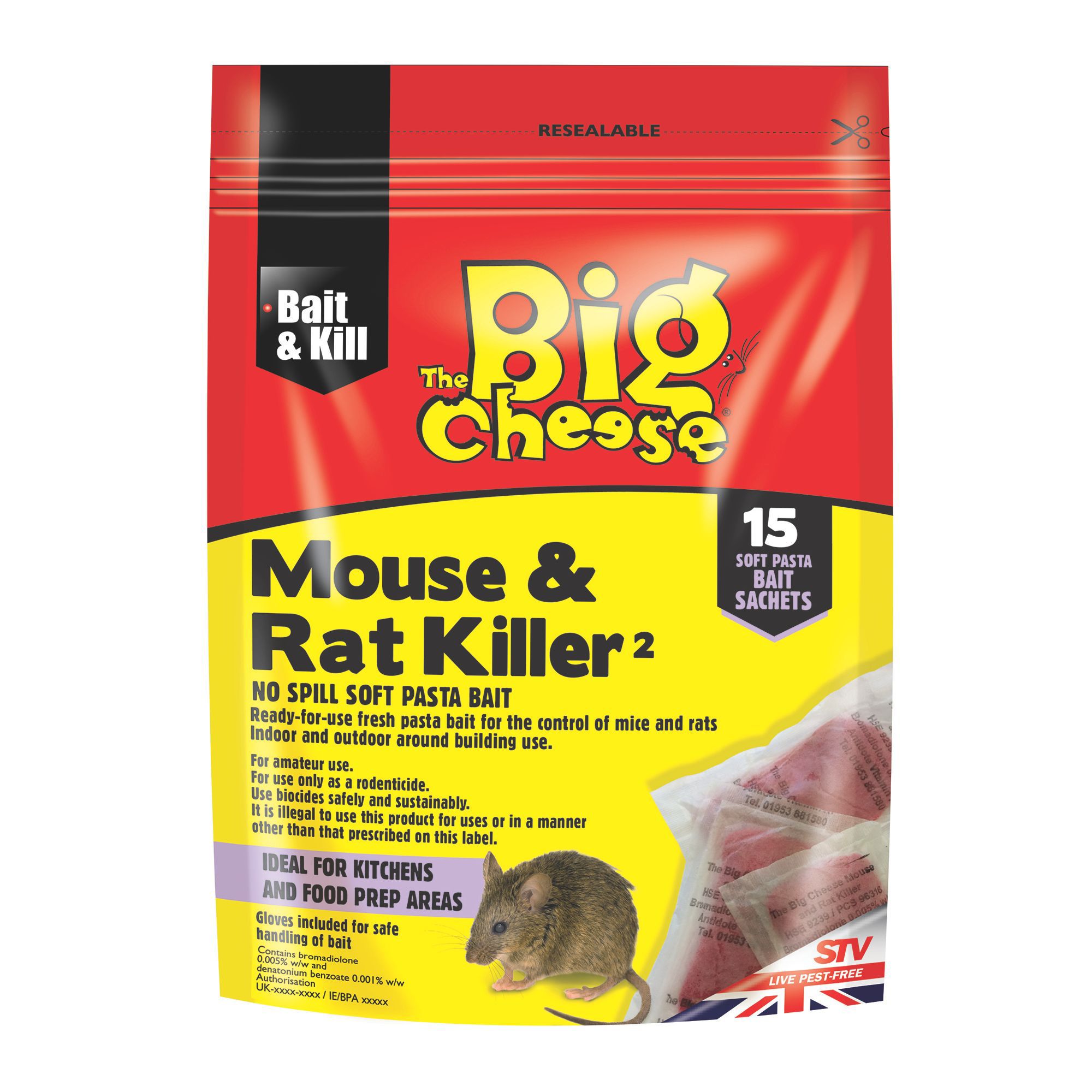 The Big Cheese Rat & mouse Rodent bait Pasta, Pack of 15, 150g