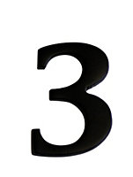 The House Nameplate Company Black Iron effect Metal Self-adhesive House number 3, (H)60mm (W)40mm