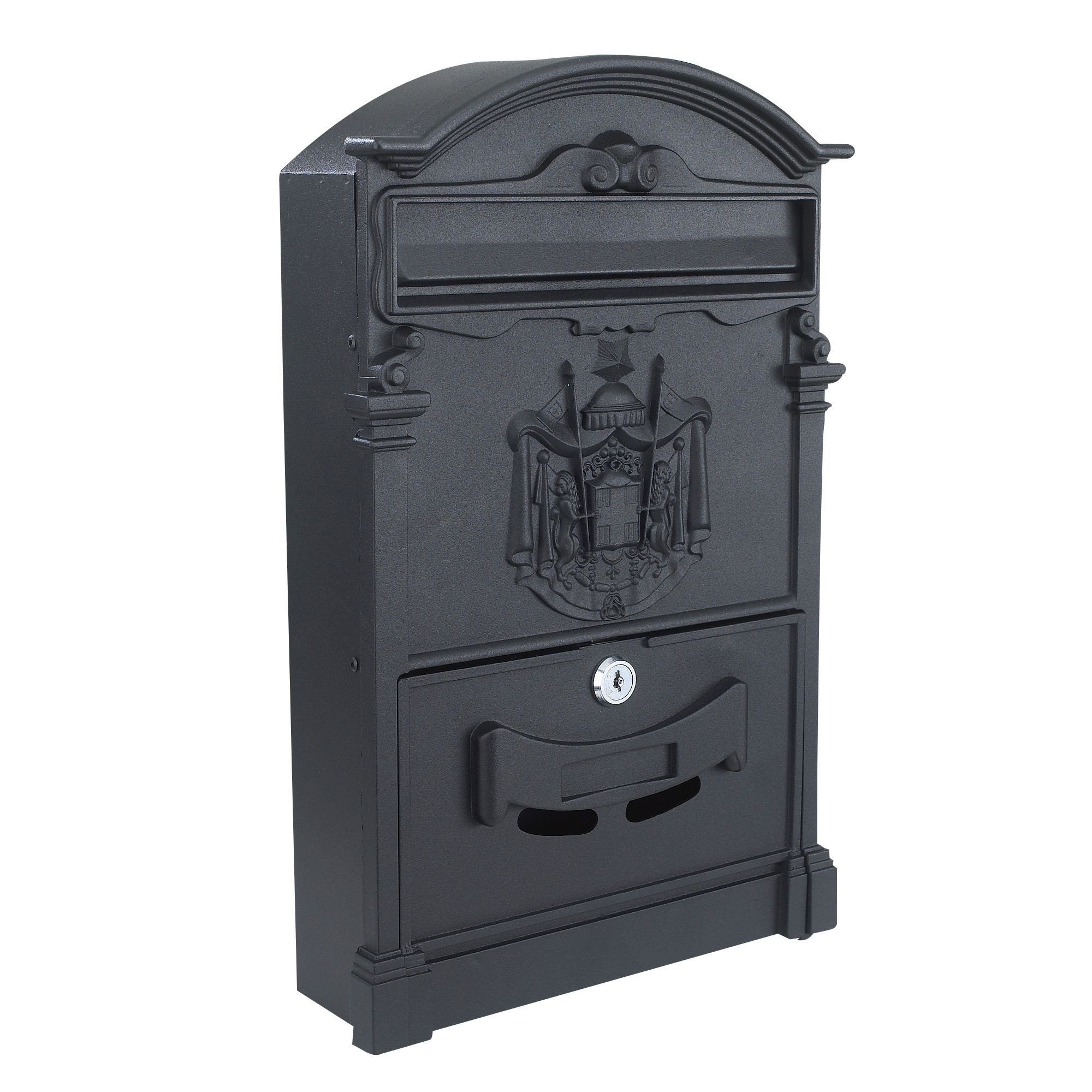 The House Nameplate Company Black Powder-coated Aluminium Post box, (H)410mm (W)255mm