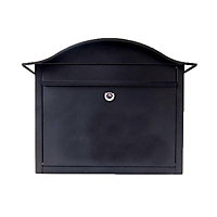 The House Nameplate Company Black Powder-coated Steel Lockable Post box, (H)340mm (W)435mm