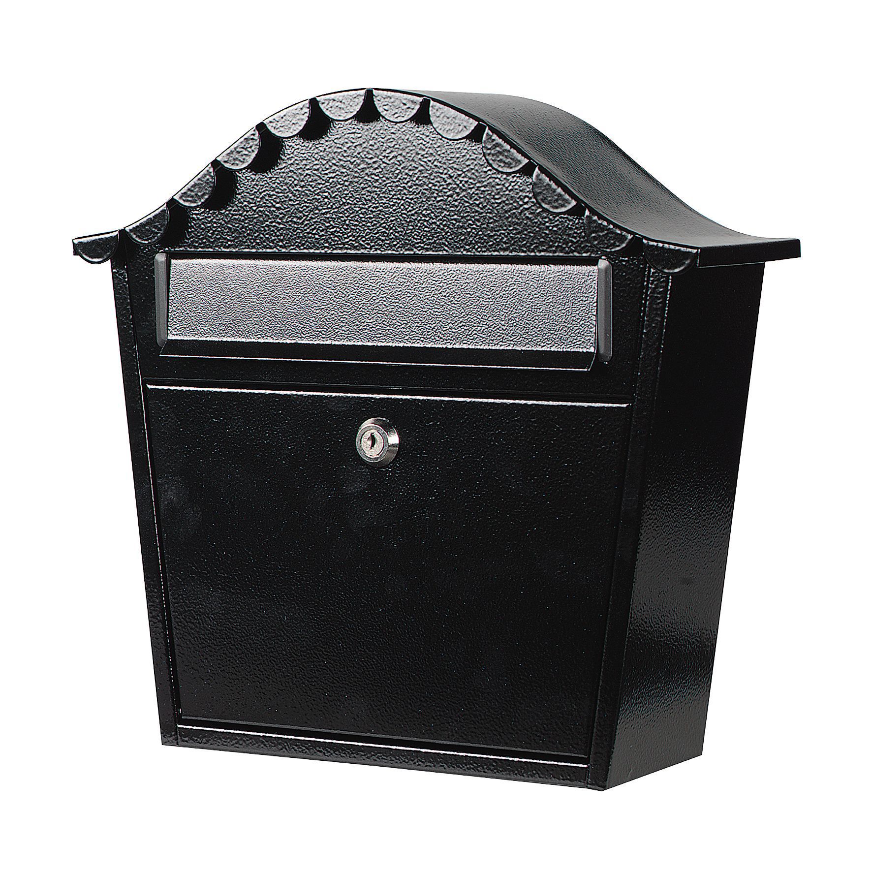 Black metal post box post