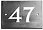 The House Nameplate Company Black & white Slate Non self-adhesive Rectangular House number 47, (H)102mm (W)140mm