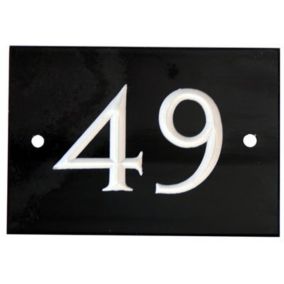The House Nameplate Company Black & white Slate Non self-adhesive Rectangular House number 49, (H)102mm (W)140mm