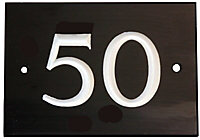 The House Nameplate Company Black & white Slate Non self-adhesive Rectangular House number 50, (H)102mm (W)140mm