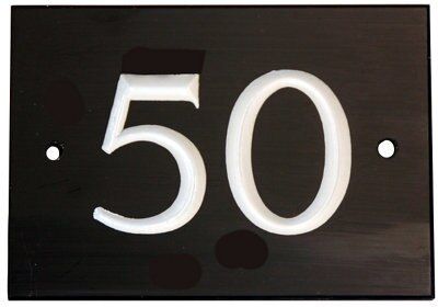 The House Nameplate Company Black & white Slate Non self-adhesive Rectangular House number 50, (H)102mm (W)140mm