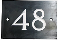 The House Nameplate Company Black & white Slate Not self-adhesive Rectangular House number 48, (H)102mm (W)140mm
