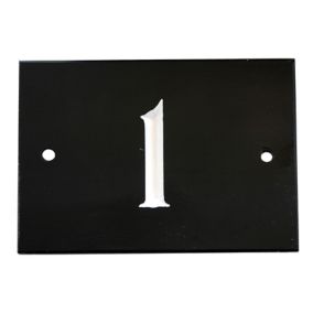 The House Nameplate Company Black & white Slate Rectangular House number 1, (H)102mm (W)140mm