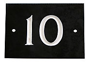 The House Nameplate Company Black & white Slate Rectangular House number 10, (H)102mm (W)140mm