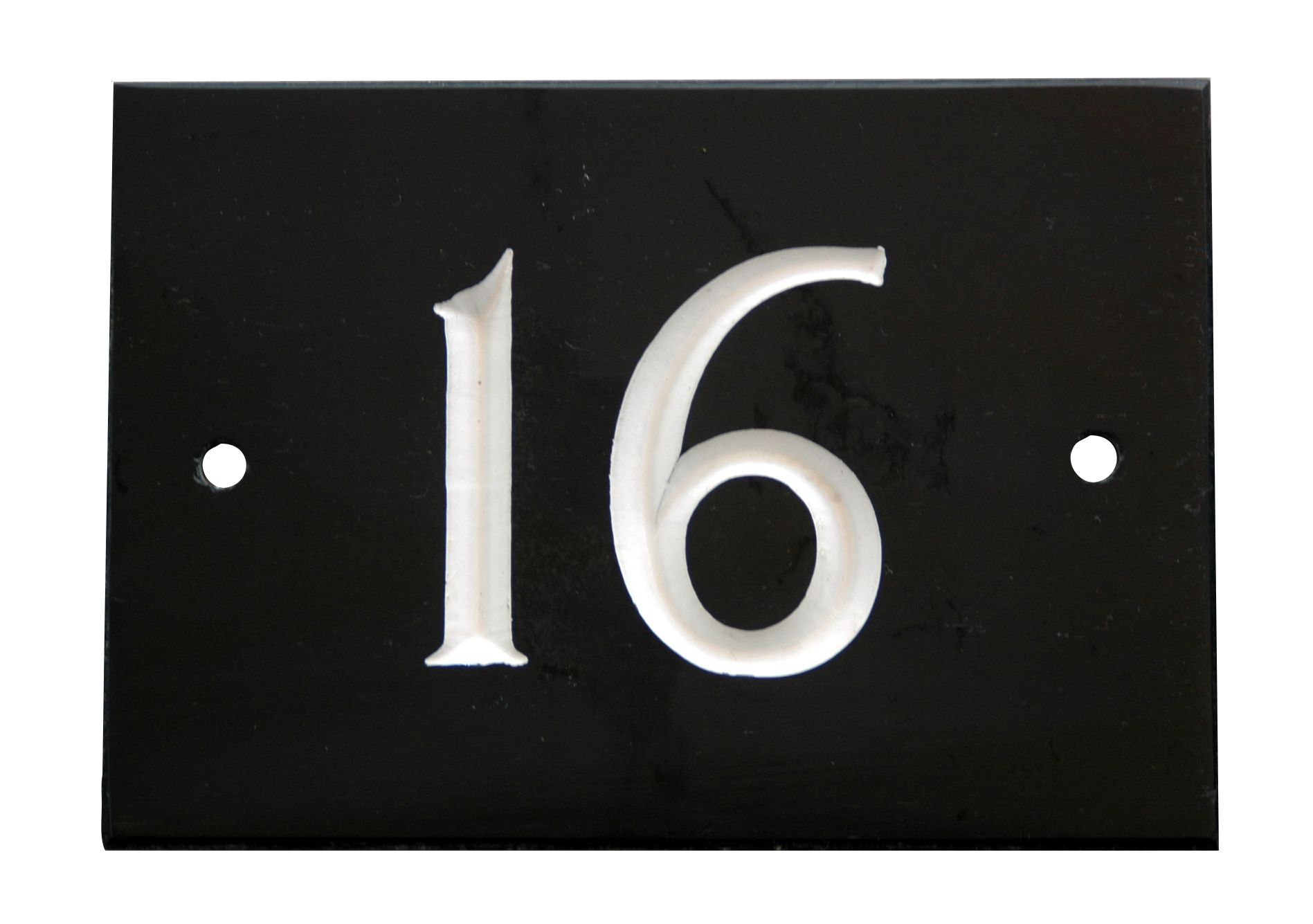 The House Nameplate Company Black & white Slate Rectangular House number 16, (H)102mm (W)140mm