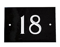 The House Nameplate Company Black & white Slate Rectangular House number 18, (H)102mm (W)140mm