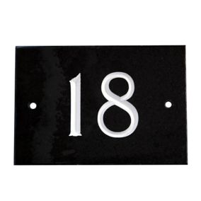 The House Nameplate Company Black & white Slate Rectangular House number 18, (H)102mm (W)140mm