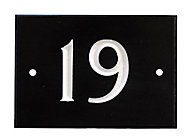 The House Nameplate Company Black & white Slate Rectangular House number 19, (H)102mm (W)140mm