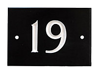 The House Nameplate Company Black & white Slate Rectangular House number 19, (H)102mm (W)140mm
