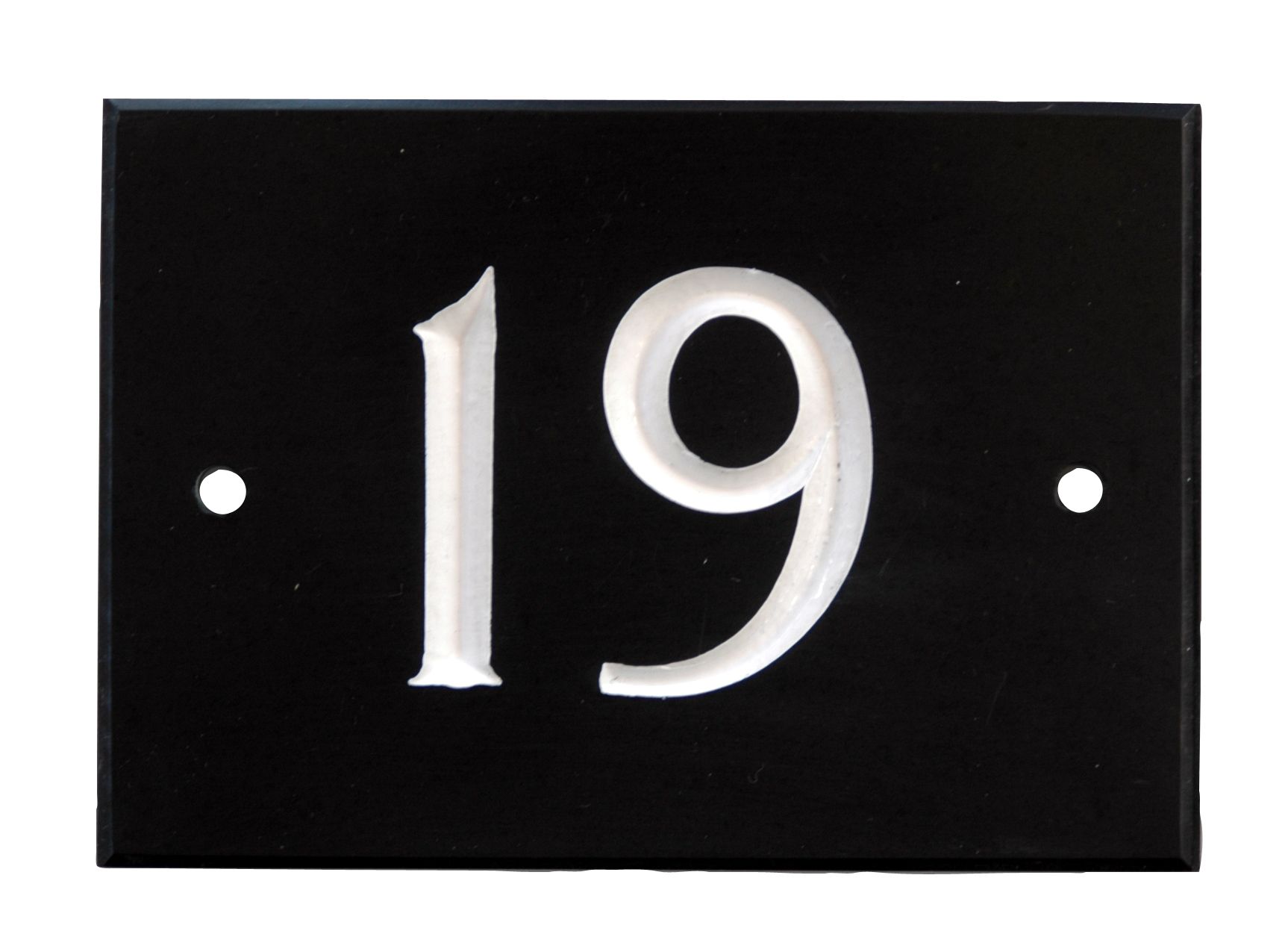 The House Nameplate Company Black & white Slate Rectangular House number 19, (H)102mm (W)140mm