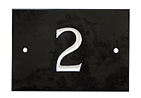 The House Nameplate Company Black & white Slate Rectangular House number 2, (H)102mm (W)140mm