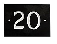 The House Nameplate Company Black & white Slate Rectangular House number 20, (H)102mm (W)140mm