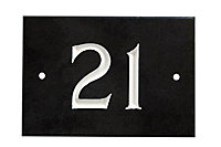 The House Nameplate Company Black & white Slate Rectangular House number 21, (H)102mm (W)140mm