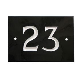 The House Nameplate Company Black & white Slate Rectangular House number 23, (H)102mm (W)140mm