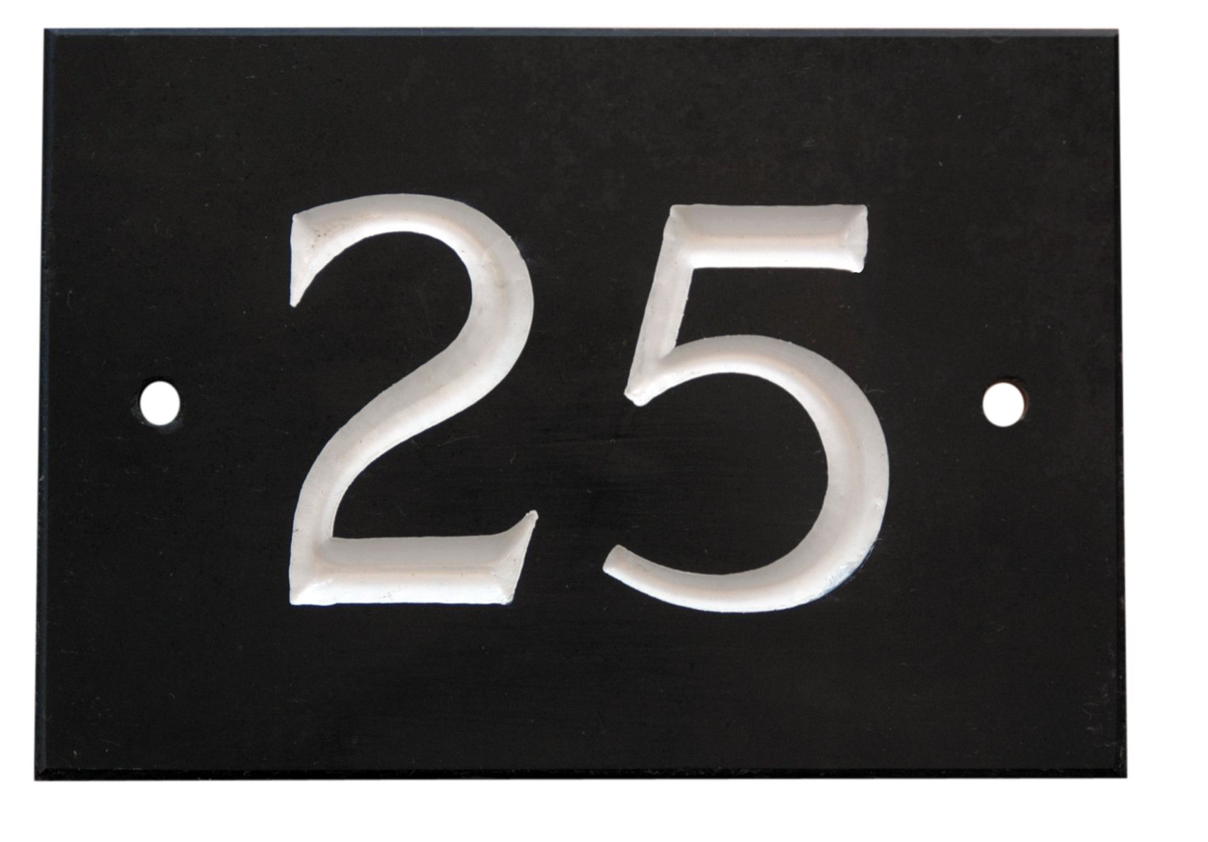 The House Nameplate Company Black & white Slate Rectangular House number 25, (H)102mm (W)140mm