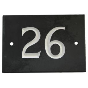 The House Nameplate Company Black & white Slate Rectangular House number 26, (H)102mm (W)140mm