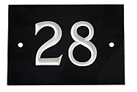 The House Nameplate Company Black & white Slate Rectangular House number 28, (H)102mm (W)140mm