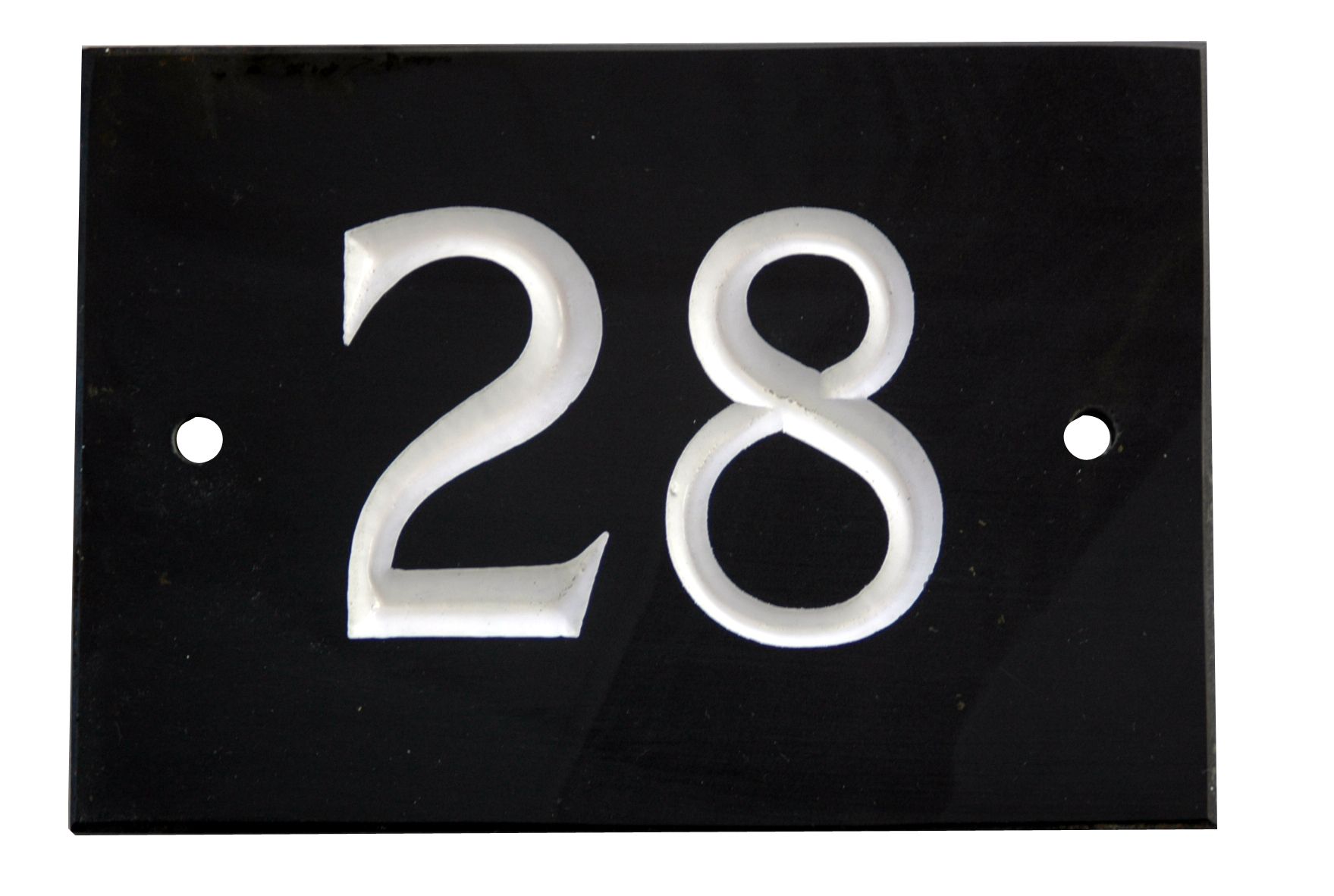 The House Nameplate Company Black & white Slate Rectangular House number 28, (H)102mm (W)140mm