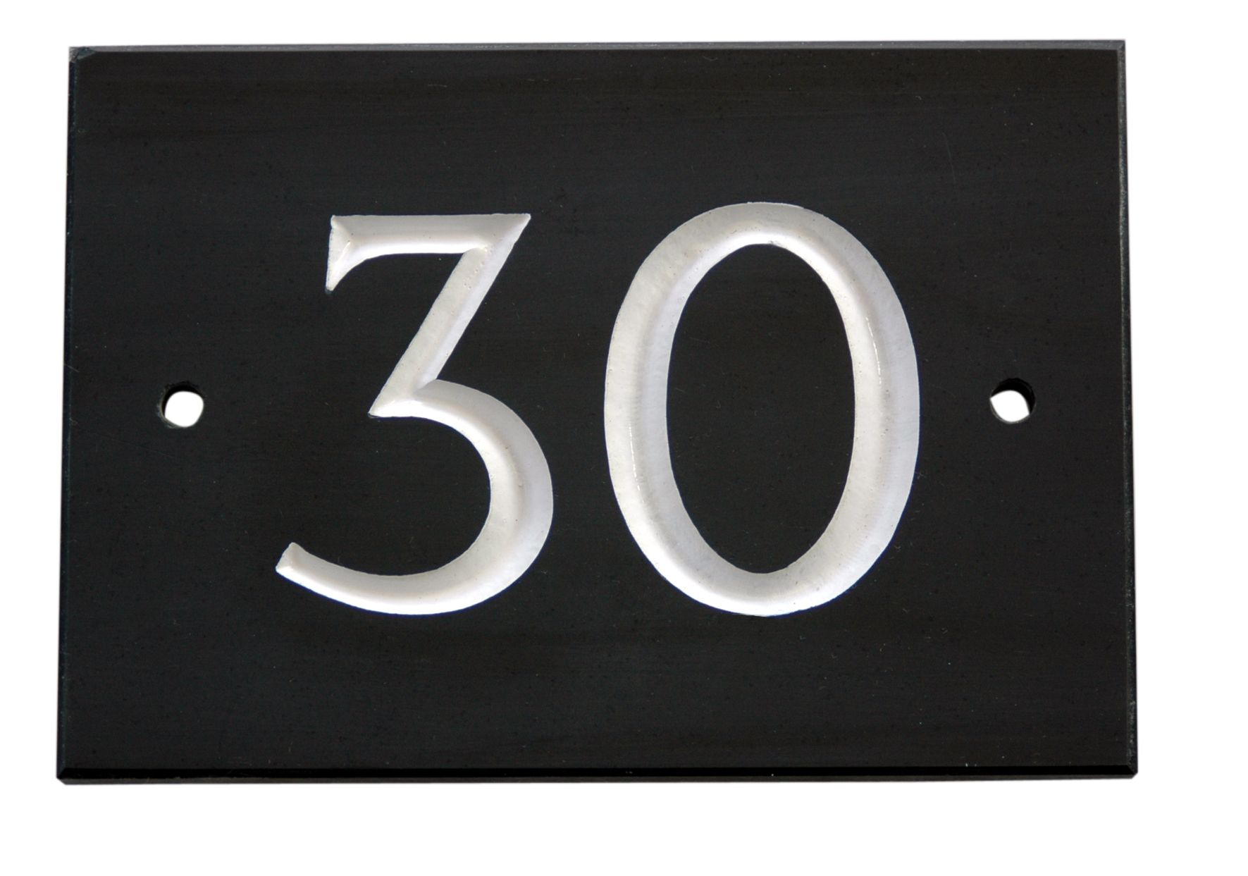 The House Nameplate Company Black & white Slate Rectangular House number 30, (H)102mm (W)140mm