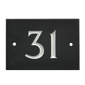 The House Nameplate Company Black & white Slate Rectangular House number 31, (H)102mm (W)140mm