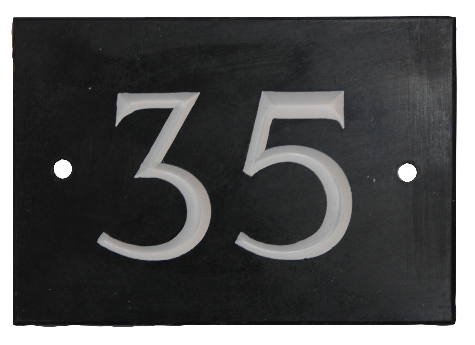 The House Nameplate Company Black & white Slate Rectangular House number 35, (H)102mm (W)140mm