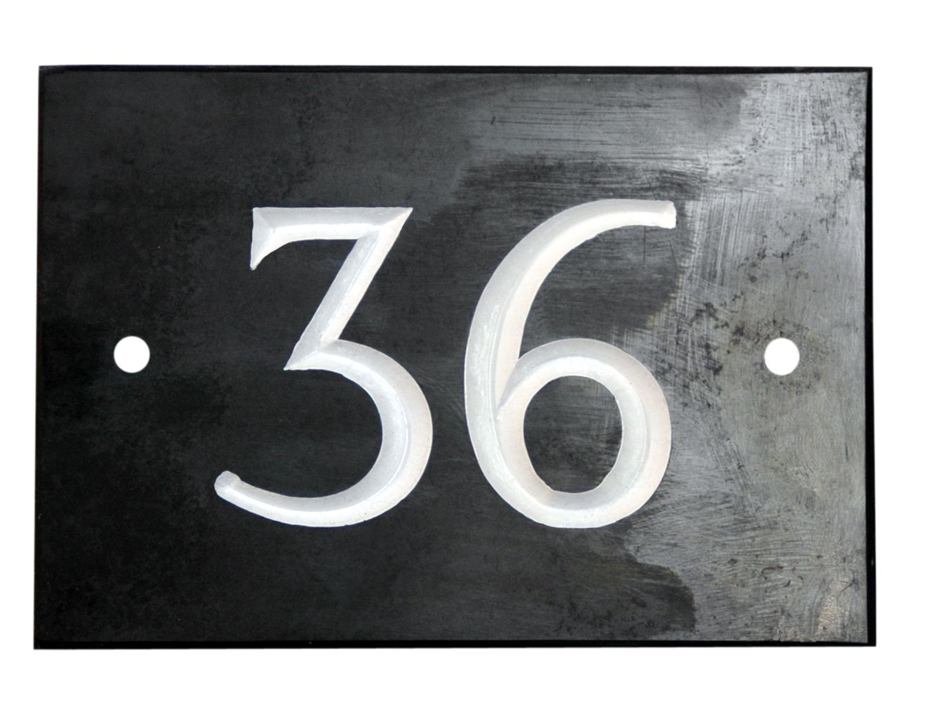 The House Nameplate Company Black & white Slate Rectangular House number 36, (H)102mm (W)140mm