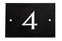 The House Nameplate Company Black & white Slate Rectangular House number 4, (H)102mm (W)140mm