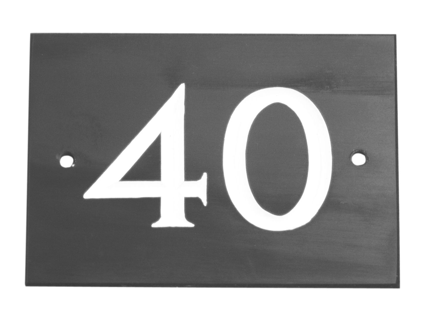 The House Nameplate Company Black & white Slate Rectangular House number 40, (H)102mm (W)140mm
