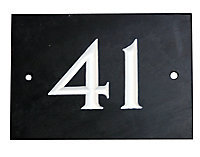 The House Nameplate Company Black & white Slate Rectangular House number 41, (H)102mm (W)140mm