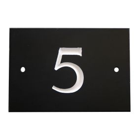 The House Nameplate Company Black & white Slate Rectangular House number 5, (H)102mm (W)140mm